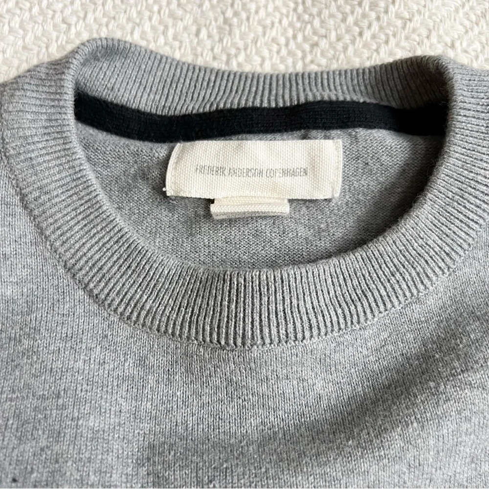 Frederick Anderson Copenhagen Grey Black Striped Cotton Knit Sweater Mens Large